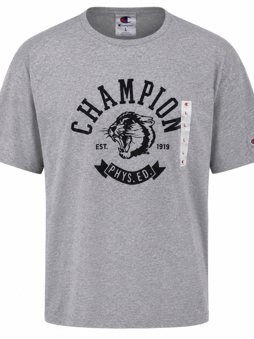 Champion Hampton Phys Ed T-Shirt Gray Tiger Logo Adult Small